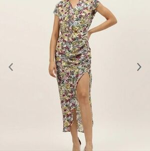 Dodo & Moa maxi Geogette v-neck multicolor floral slit dress size small